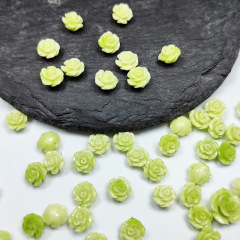 貝殼粉壓花 6mm小茶花卷邊花苞 橫孔DIY手工髮簪髮夾材料飾品配件