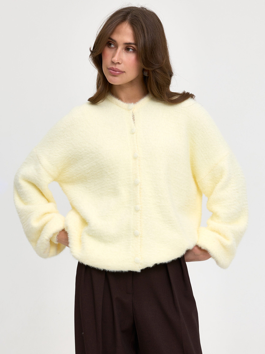 Suéter transfronterizo Europa y América 2026 primavera y verano nuevo cuello redondo de hebilla de una sola fila cardigan suelto vento perezoso camisa de punto casual