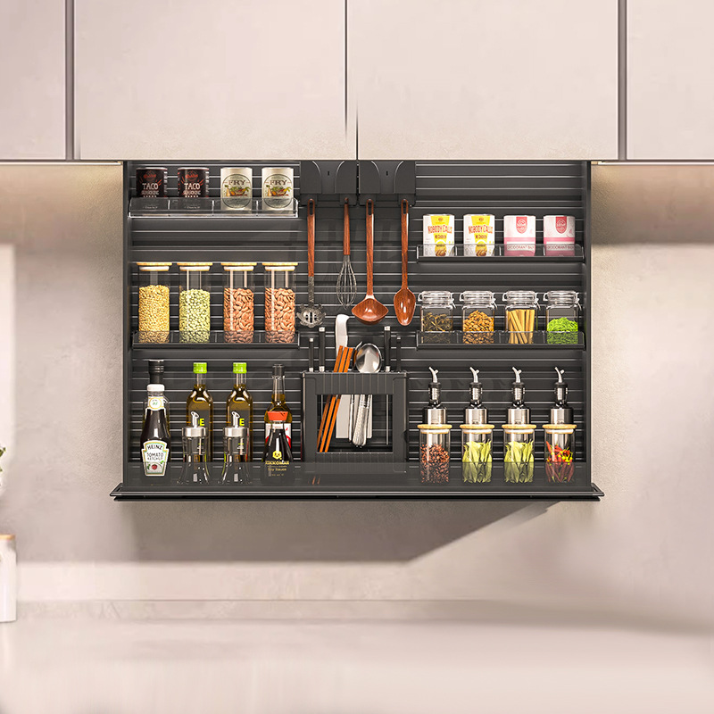 Cesta de elevación eléctrica inteligente del Gabinete colgante gabinete de cocina estante de almacenamiento desplegable vertical arriba y abajo cesta de condimento retráctil