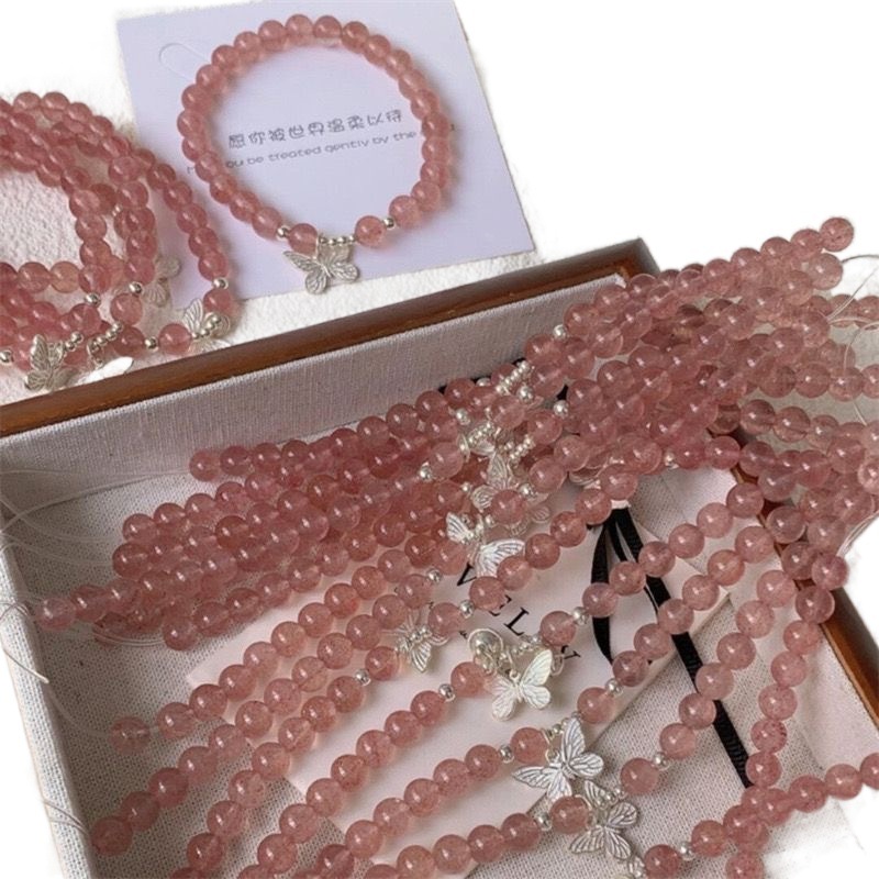 Berry Bobo~Little Fresh Bracciale a farfalla per donna, Bracciale con fiori di pesco, Accessori per fidanzata_voghion.com