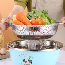 不锈钢沥水篮洗菜盆洗米筛淘米器水果篮密孔篮厨房多用篮十元店