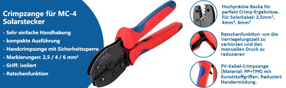 Radikor Solar Crimpzange Set für 2.5/4/6mm² Solarpanel PV Kabel