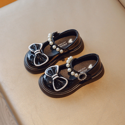 Girls' Leather Shoes Black Leather Shoes British Style Leather Shoes Mary Jane Princess Performance Shoes Spring and Autumn New Super Soft Baby Shoes
