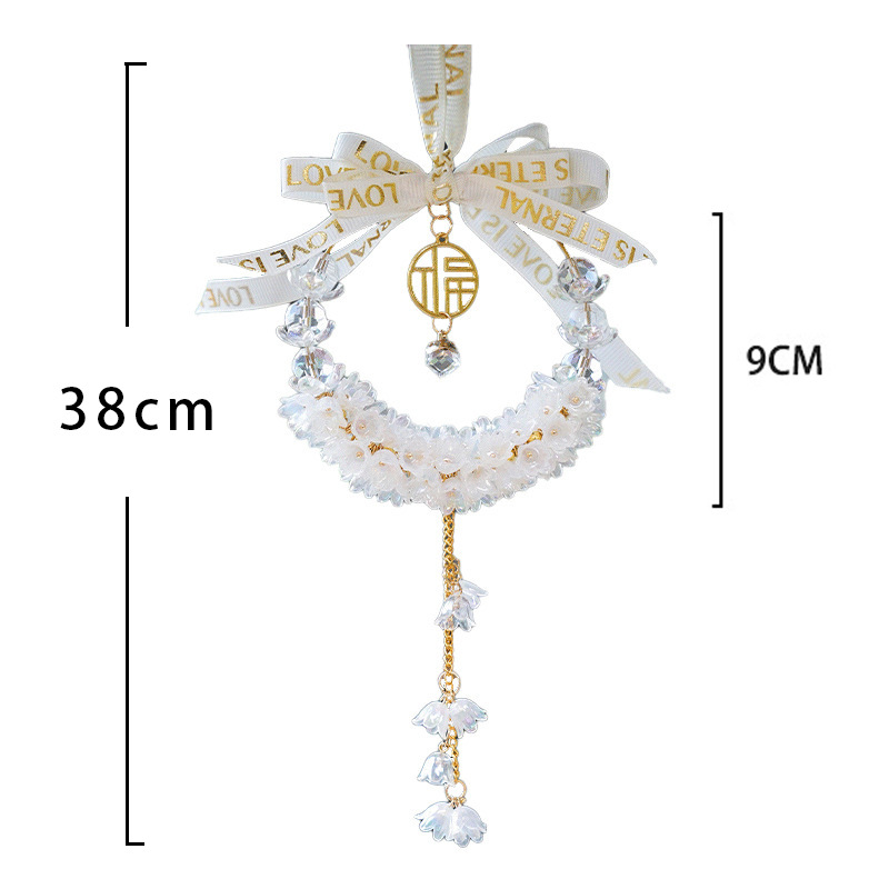 Car Pendant with a High-End Feel, Lily of the Valley Flower Ornament, Car Rearview Mirror Safety Pendant, Electric Vehicle Interior Decoration Pendant