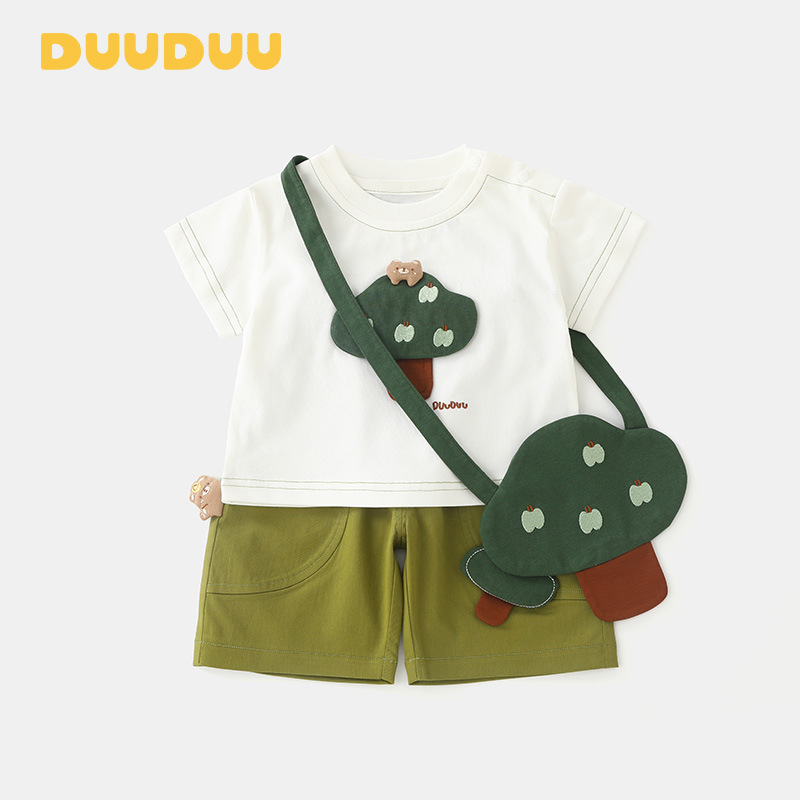 DUUDUU Little Tree Spirit 2025 New Summer Short Sleeve Baby Clothes Baby Top Shorts Class A Boys suit