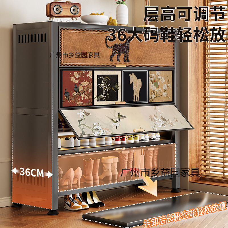 スチール製の中世スタイルの玄関ドア靴キャビネット、家庭用玄関収納キャビネット、廊下口靴ラック、収納キャビネット、壁に一体化|undefined