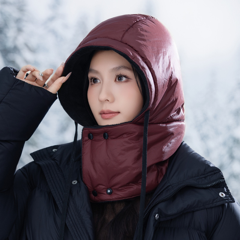 户外骑行滑雪防寒套头帽秋冬可围脖保暖一体帽显脸小防风雷锋帽新|undefined