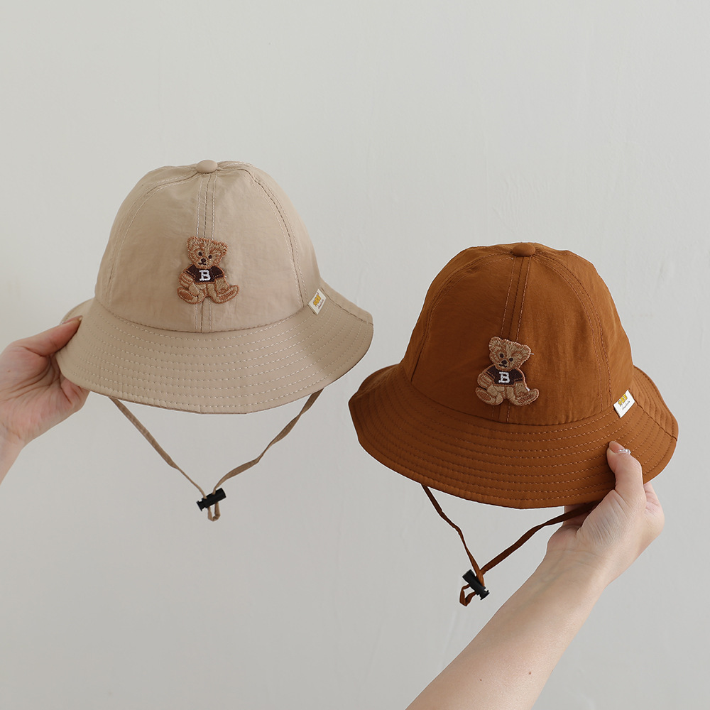 Sombrero para niños verano 1-3 años bebé letra oso sombra sombrero de pescador de secado rápido para niños y niñas sombrero de protección solar al aire libre