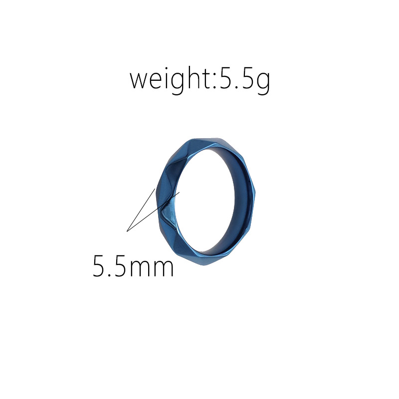 Smooth Blue Rhombus Stainless Steel Ring