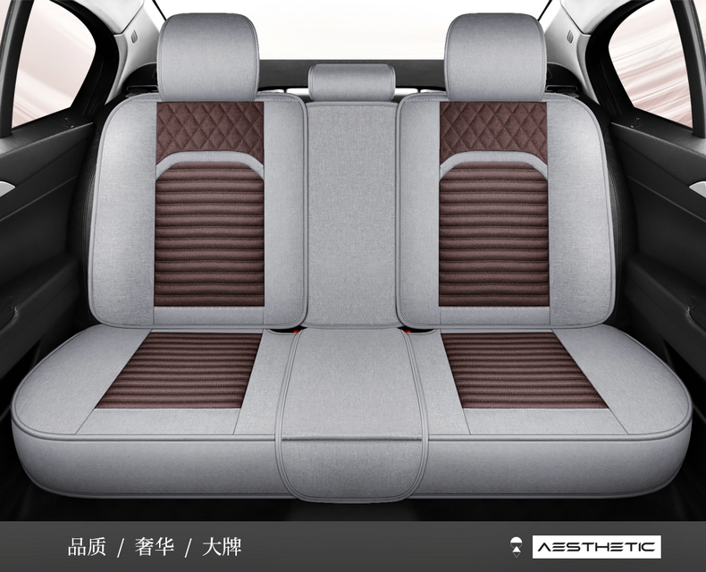 New car seat cushion, full-coverage linen seat cover, universal fabric seat cushion for all seasons, non-removable breathable seat cover