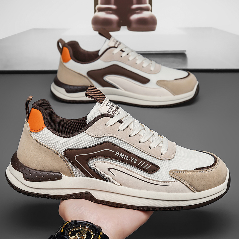 2026 verano nuevos zapatos deportivos de hombre con suela gruesa aumentada, zapatos de malla versátiles, zapatos de correr transpirables, zapatos casuales