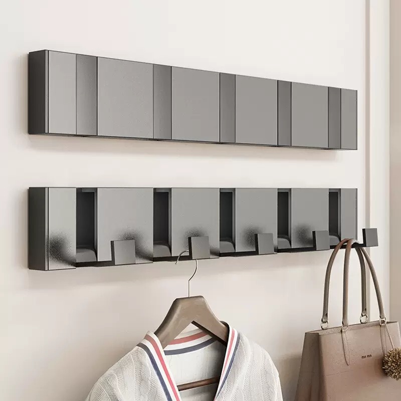 Gunmetal Invisible Hook No-Drill Bathroom Door Back Wall-Mounted Clothes Hook Entryway Wall Folding Clothes Rack