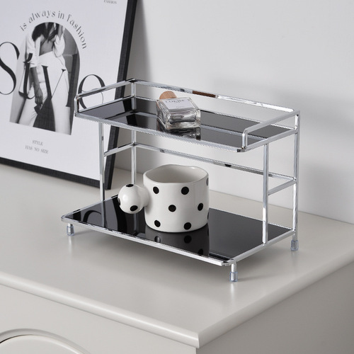 Acrylic desktop double-layer water cup storage rack kitchen bathroom table storage rack light luxury cosmetics wash rack