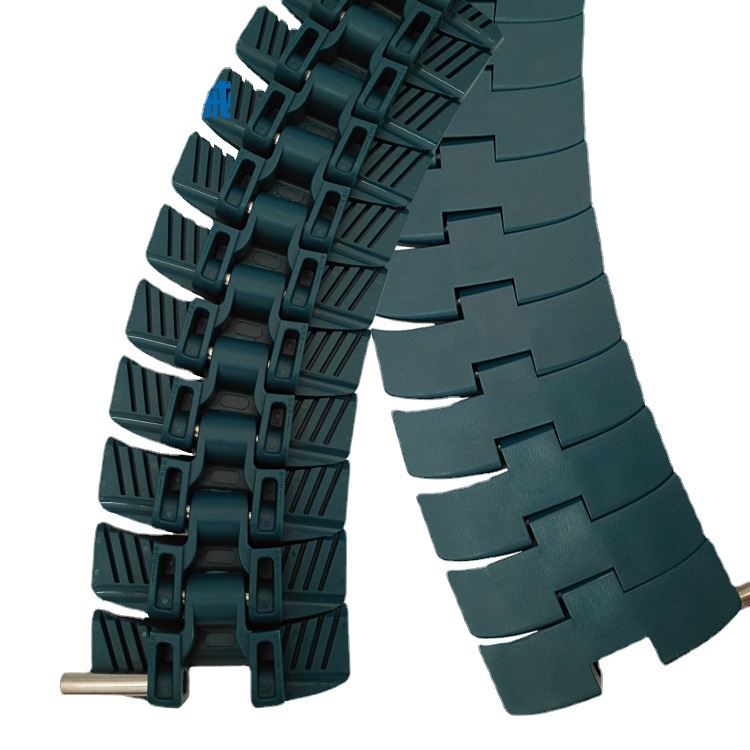 1050链板平格磁性转弯链1060塑料转弯平顶链平板限位勾脚侧弯链板