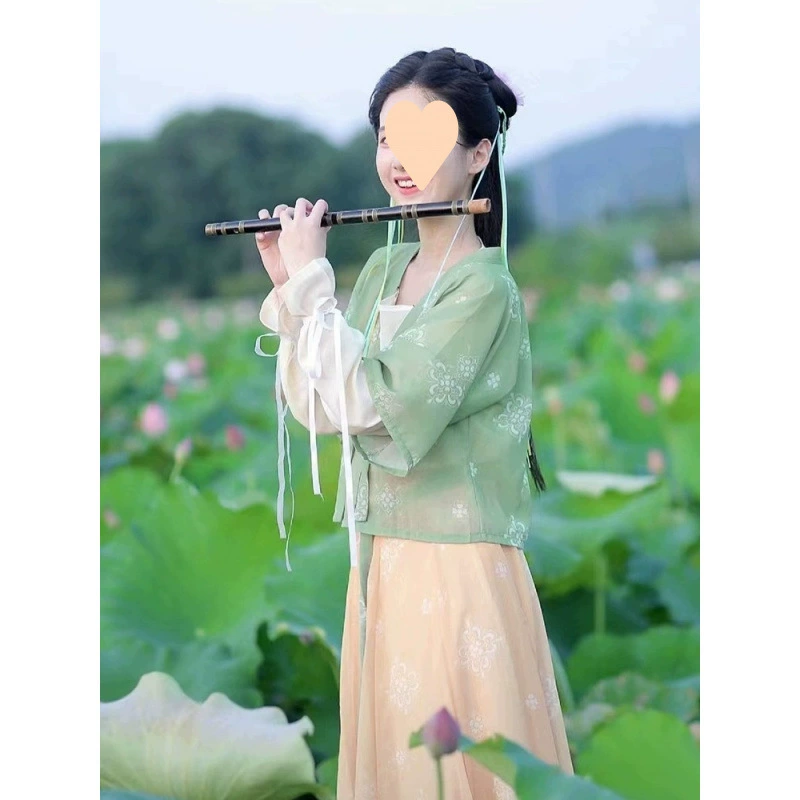 Новый летний улучшенный костюм династии Хань для женщин, элегантная сказочная юбка в китайском стиле, можно носить в полном комплекте для ежедневных поездок на работу.