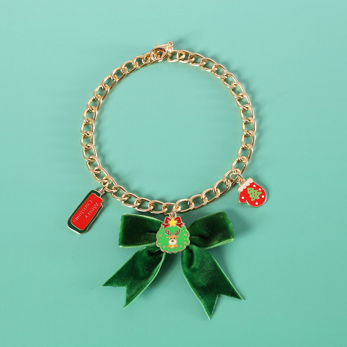 2026 mascotas collares de perlas metálicas de seda colgante de arco colgante de flores de Navidad gatos collares de perros