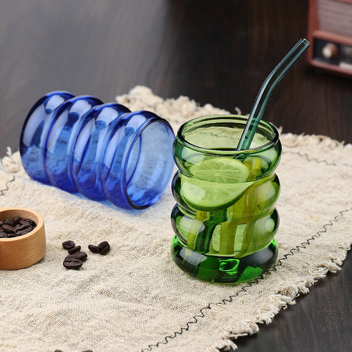 Highly Attractive Ripple Milk Mug Gift Set, Heat-Resistant Coffee Cup Made from High-Borosilicate Glass—A TikTok-Famous Gourd-Shaped Design