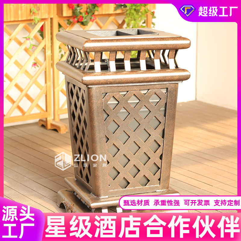 户外庭院露台休闲花箱售楼部景区不锈钢铁艺室内外公共场合垃圾桶