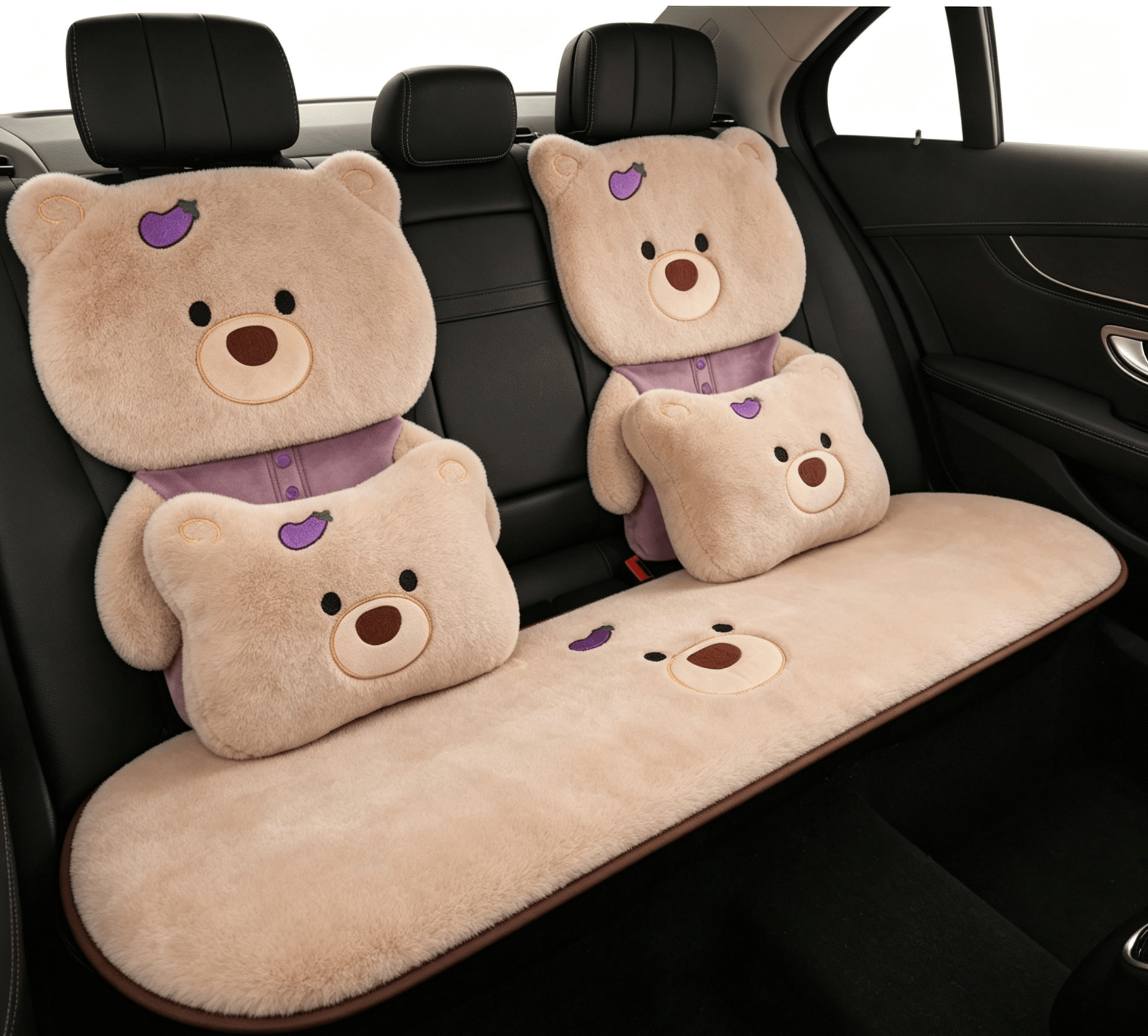 2026 new car seat cushion, winter plush and thickened, cute bear design, floor mat for winter warmth, rear seat cover