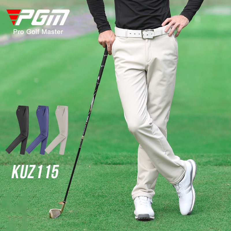 Quần golf nam dài lót nhung chống thấm nước PGM giữ ấm mùa thu đông — Quần kaki KUZ115-lót nhung, Quần đen KUZ115-lót nhung, KUZ115 quần màu xanh hải quân lót nhung