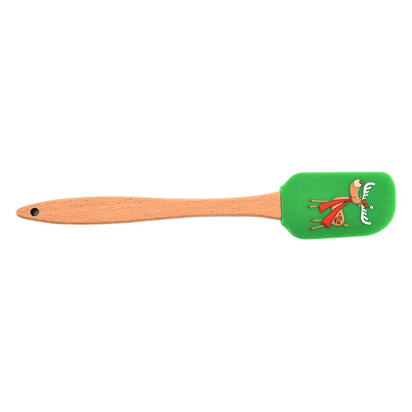 Cross-Border Supply of Christmas Silicone Spatulas with High Temperature Resistance and Beech Wood Handles, Cream Spatulas, Baking Tools, Available in Stock and Customizable