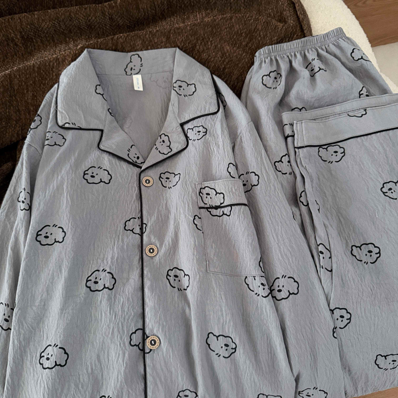 Cotton Puppy Cloud Cotton Pajamas Autumn and Winter Men's Popular Style 2025 New Home Clothes Long Sleeve Pants Suit