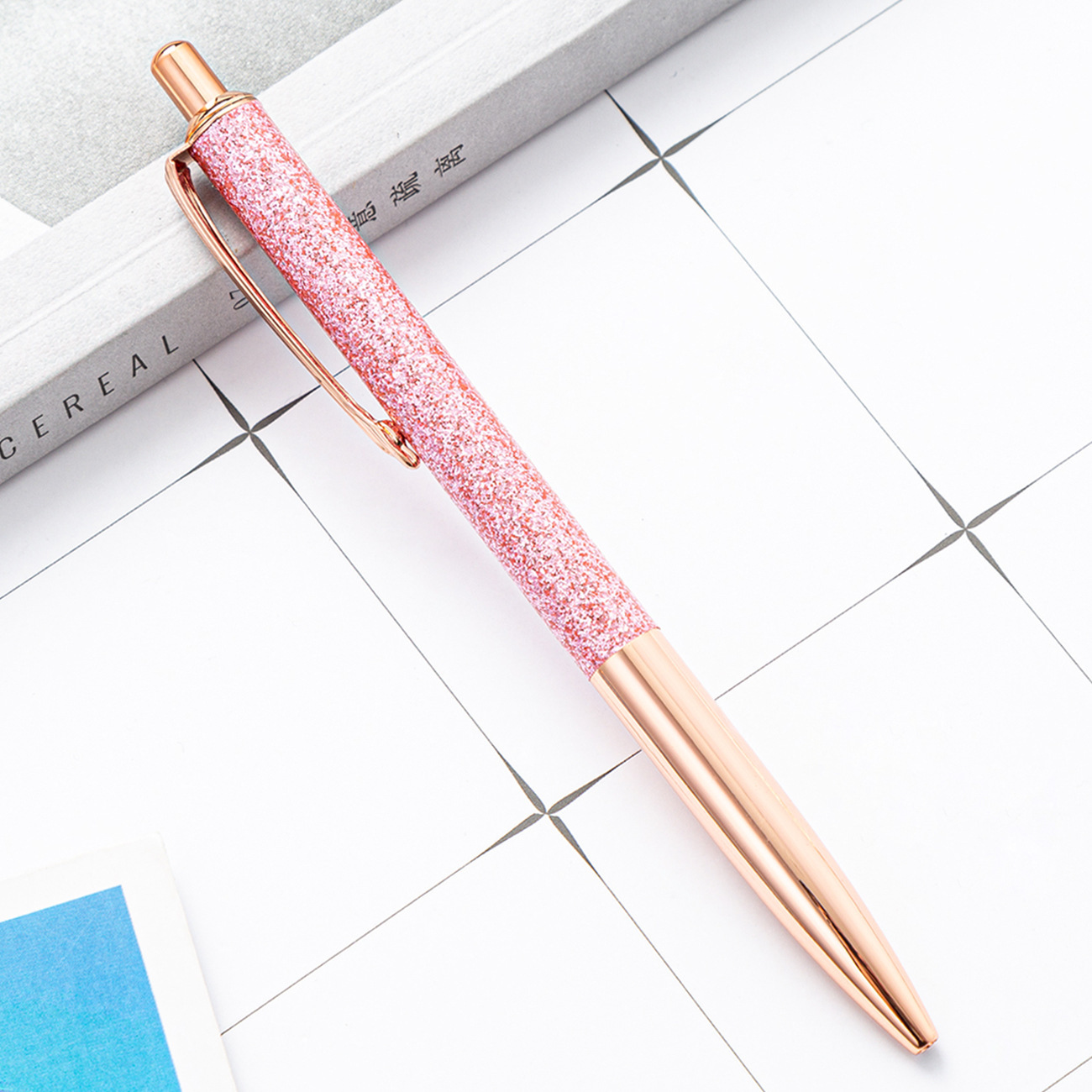 Polvo de oro bolígrafo coreano adorable ins oficina de negocios bolígrafo de metal color macarón para dama bolígrafo de regalo