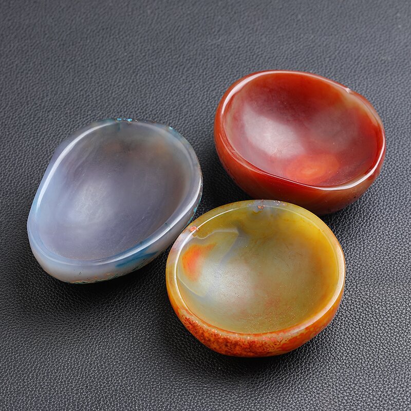 天然水晶玛瑙碗烟灰缸原石打磨工艺品摆件现货批发