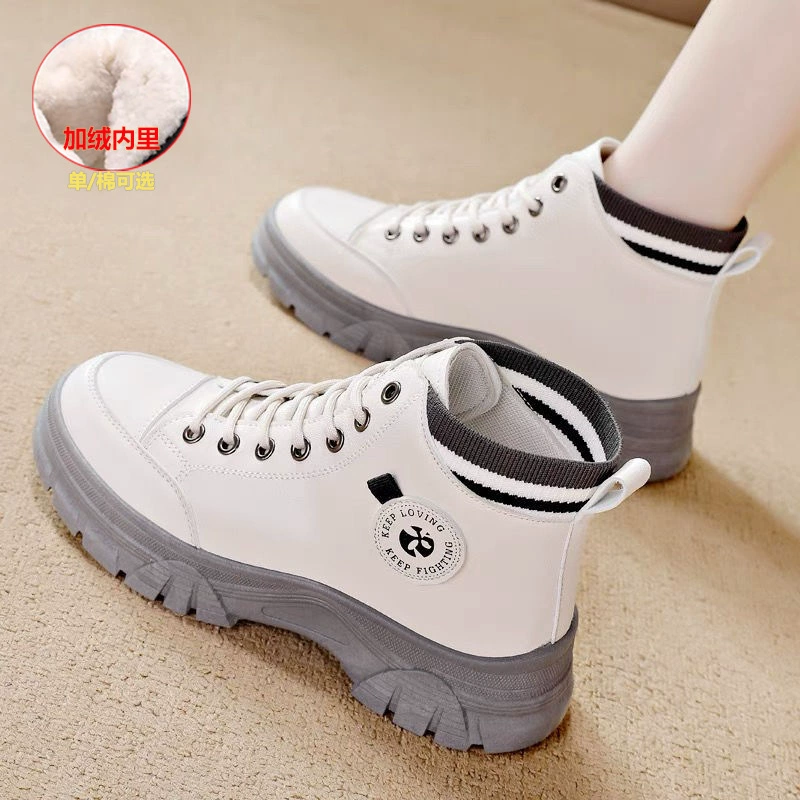 2025 популярные женские ботинки из мягкой кожи на толстой подошве для осени и зимы, новые универсальные высокие повседневные туфли на мягкой подошве