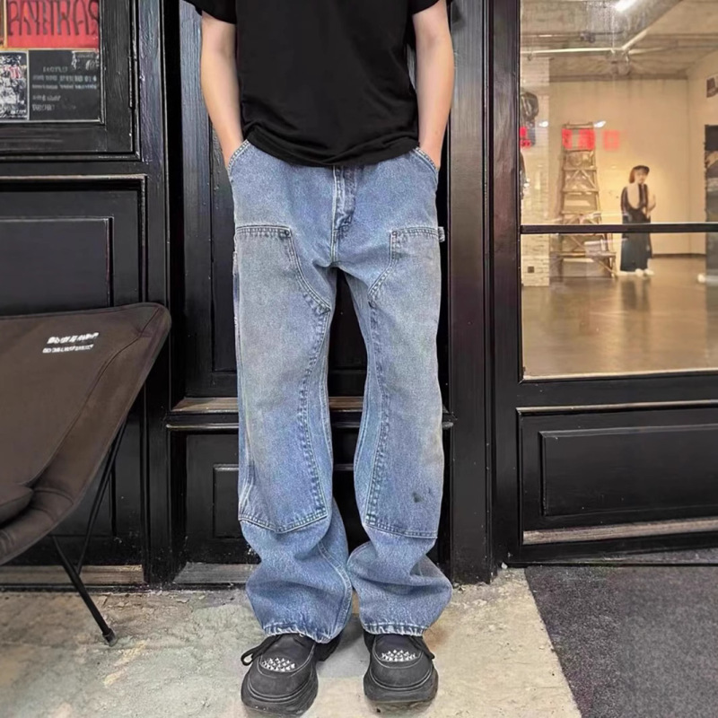 2023 New Carhart b73 Old Washed Jeans cleanfit Tooling Loose Straight Lumber Pants for Men