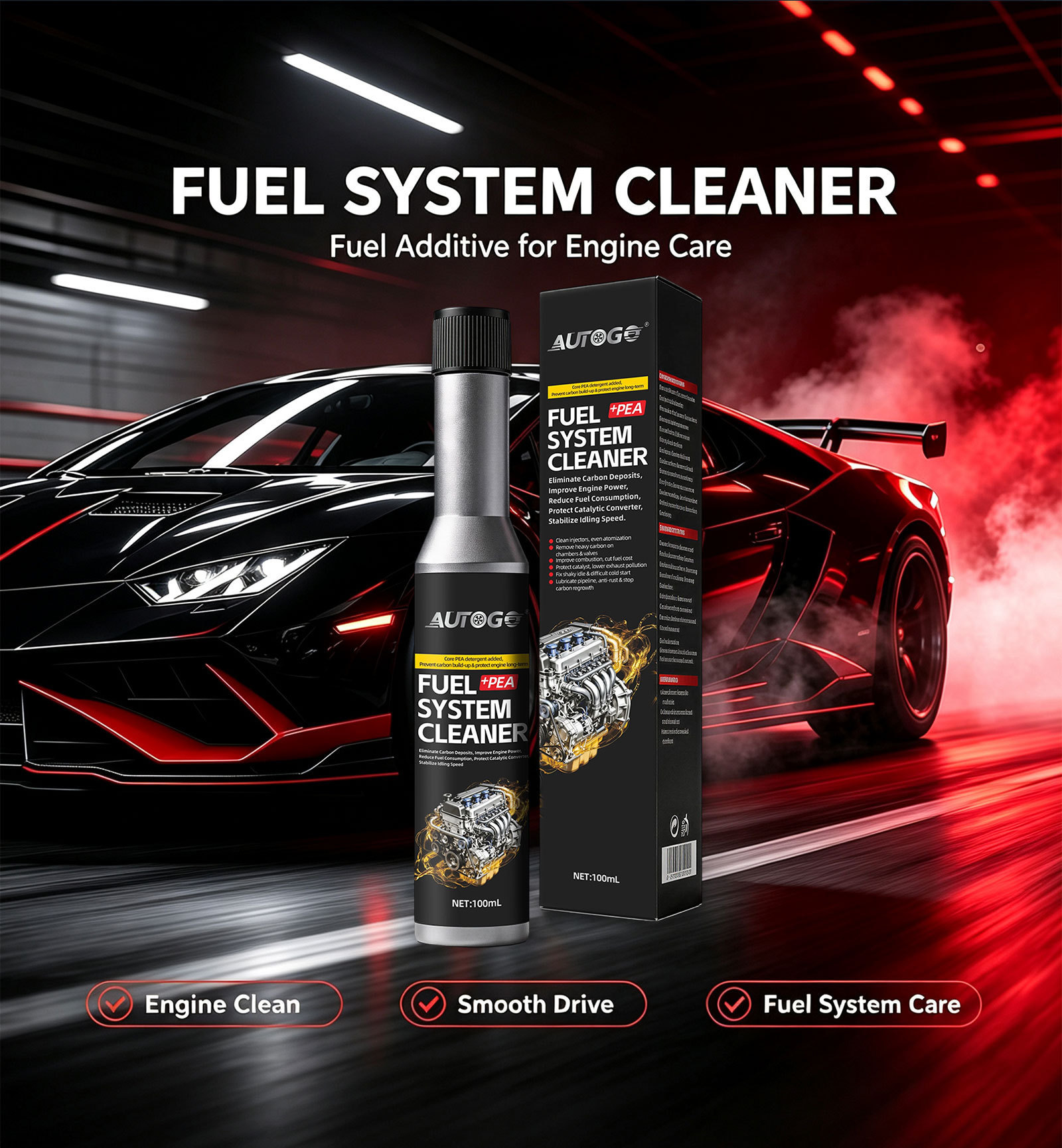 AUTOGO Fuel Additive: Fuel cleaner, removes fuel deposits, enhances engine power, concentrated fuel deposit remover