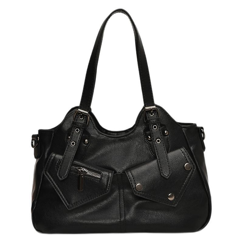 2024 transfronterizo retro Europa y América de gran capacidad bolso de hombro nuevo bolso de mochila empalmado bolso de mujer simple bolso de remaches bolso de mujer