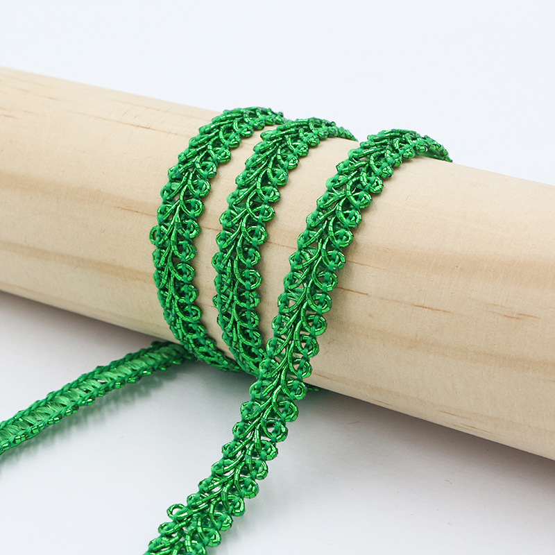 Venta caliente transfronteriza 0,8 cm poliéster color brillante ciempiés cinta de encaje color Navidad pequeña cinta textiles para el hogar accesorios de iluminación