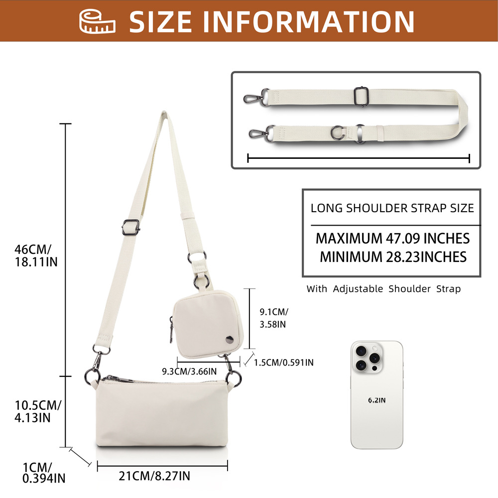 Casual Occasion Unisex Small Oxford Cloth Solid Color Streetwear Square Zipper Square Bag