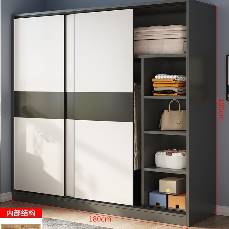推拉门衣柜家用卧室出租房经济型简易柜子结实耐用实木质儿童衣橱|undefined