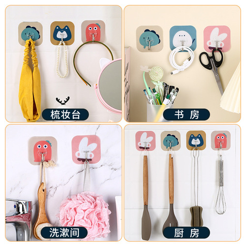 Strong adhesive hooks for home kitchen wall and behind the door, cute no-punch, traceless adhesive hooks wholesale