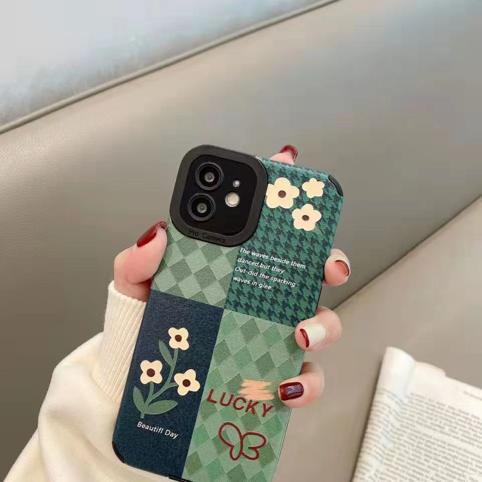Green Diamond Grid Phone Case For Samsung A71 A53 A32 Protective_voghion.com
