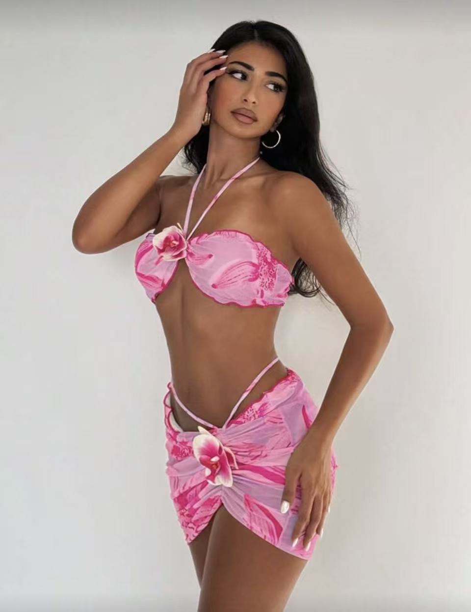 Women's Three Piece Bikini Set Triangle Style Sexy Swimwear_voghion.com
