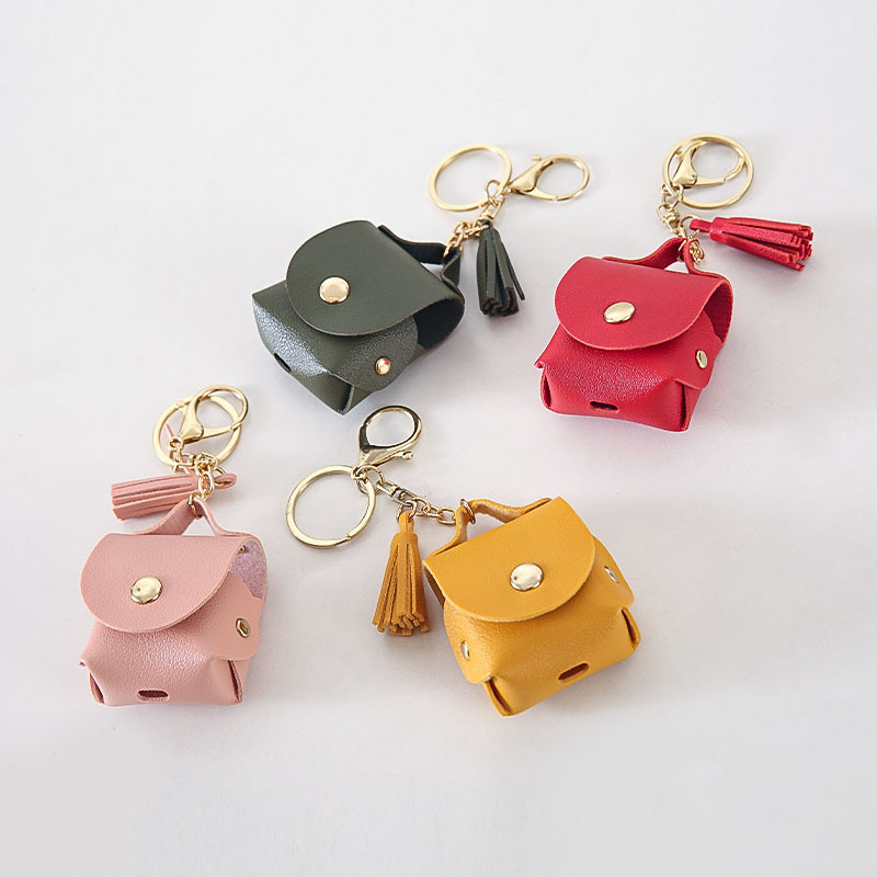 迷你pu手绳零钱包皮质小号收纳小包包挂件适用苹果airpods耳机壳