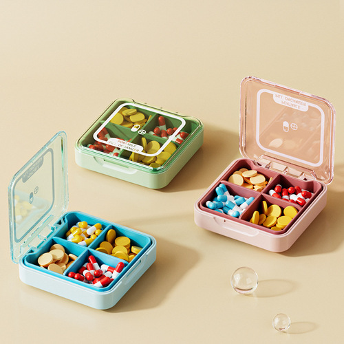 Portable pill box, mini dispensing small pill box, portable pill box, dust-proof drug seal box, jewelry storage box