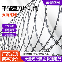 刀片刺丝防盗滚刺笼机场防盗边境隔离墙学校部队刀片刺绳防护网