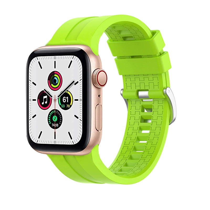 Подходит для iWatch серии 7/6/5/4/3/2/1/SE однотонный спортивный дышащий силиконовый ремешок