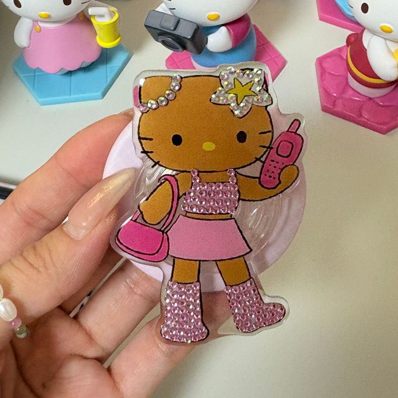 点钻长腿黑皮kitty猫支架适用magsafe磁吸手机壳桌面懒人神器趣味|undefined