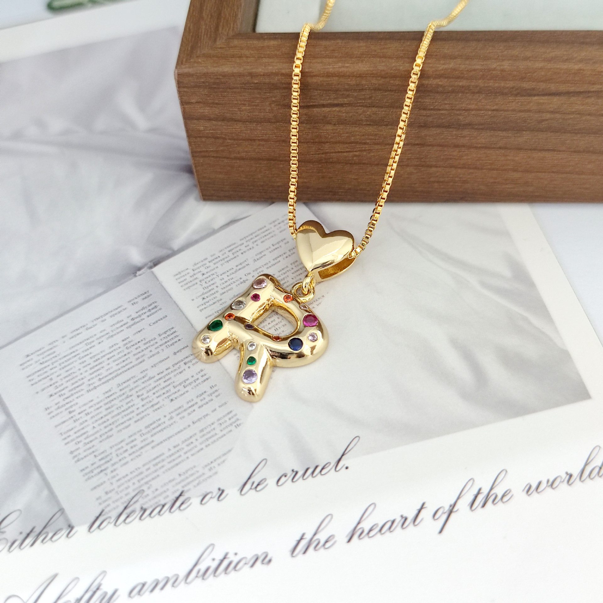 12g Weight Copper Pendant Material Zircon Inlay Material Pendant Necklace Classification Copper Chain Material 1 Piece Quantity Holiday, Daily Occasion Copper Material Letter, Heart Shape Pattern Women's Gender Inlay Design Simple Style Style Copper Inlay Letter Heart Shape Zircon Pendant Necklace 20
