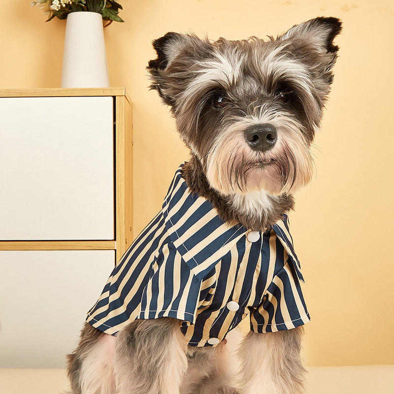Pet Clothes Striped Shirt British Temperament Cat Clothing Cross-Border Supply Manufacturer Wholesale Dog Clothes Pet Clothes Striped Shirt British Temperament Cat Clothing Cross-Border Supply Manufacturer Wholesale Dog Clothes
