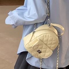 今年人気のファッショナブルな小さな香りの質感のポータブル小さなバックパック菱形チェーンの質感多用途のデイリーバックパック