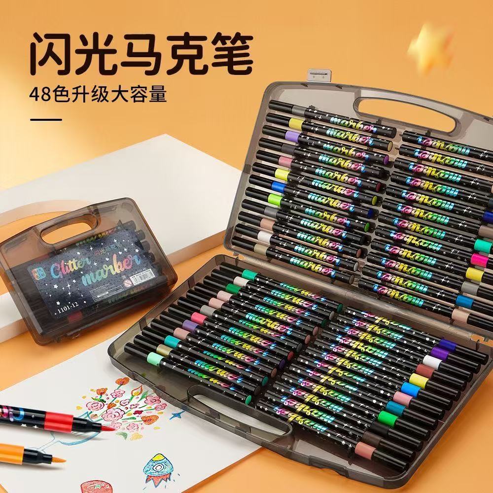 Glitter Soft-Tipped Marker Pen, Pearlescent Marker Pen, Children's and Students' Color Painting Journal Acrylic Gel Fluorescent Drawing Pen