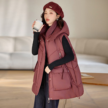 2025冬季时尚马甲女显瘦随搭宽松纯色保暖马夹连帽棉外套LK681