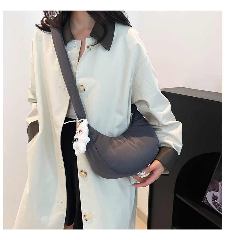 165g Weight Polyester Cotton Lining Material Sewing Thread Fashion Element Zipper Closure Type Single Shoulder Strap Strap Type Crossbody Bag Bags Type Daily, Street Occasion Nylon Material Solid Color Pattern All Seasons Season Women's Gender Basic, Classic Style Style Dumpling Shape Shape Medium Size Women's Medium Nylon Solid Color Basic Classic Style Sewing Thread Dumpling Shape Zipper Crossbody Bag 18