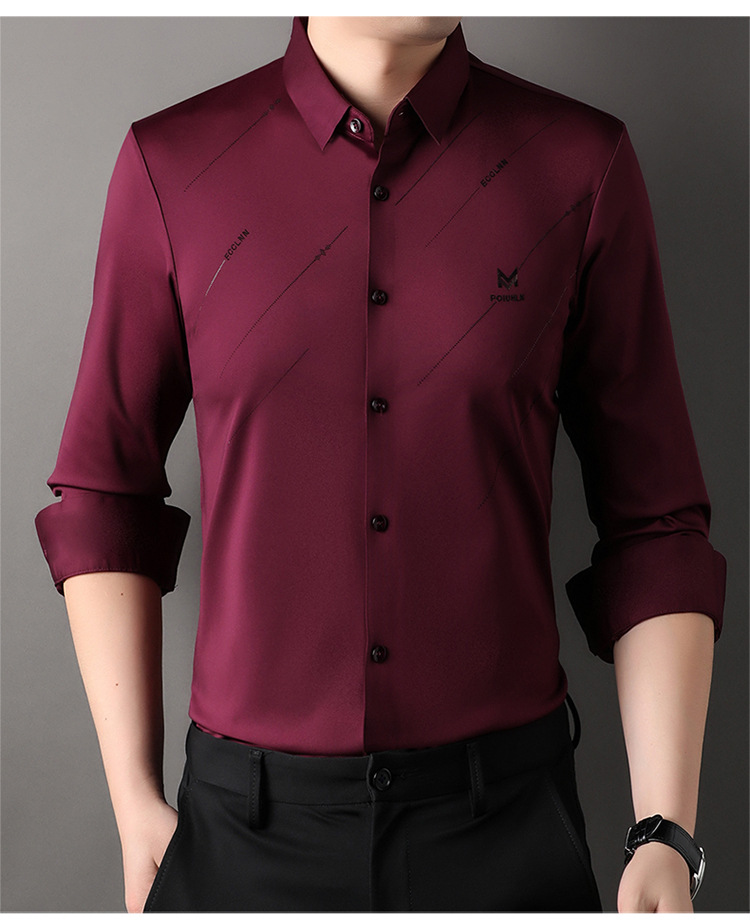 Chumeng mismo estilo camisa de hombre otoño nueva camisa de hombre negocio sin costuras casual superior antiarrugas planchado-libre transfronterizo